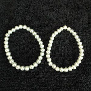 Two Elastic Stretch Grayish Pearl Beaded Bracelets